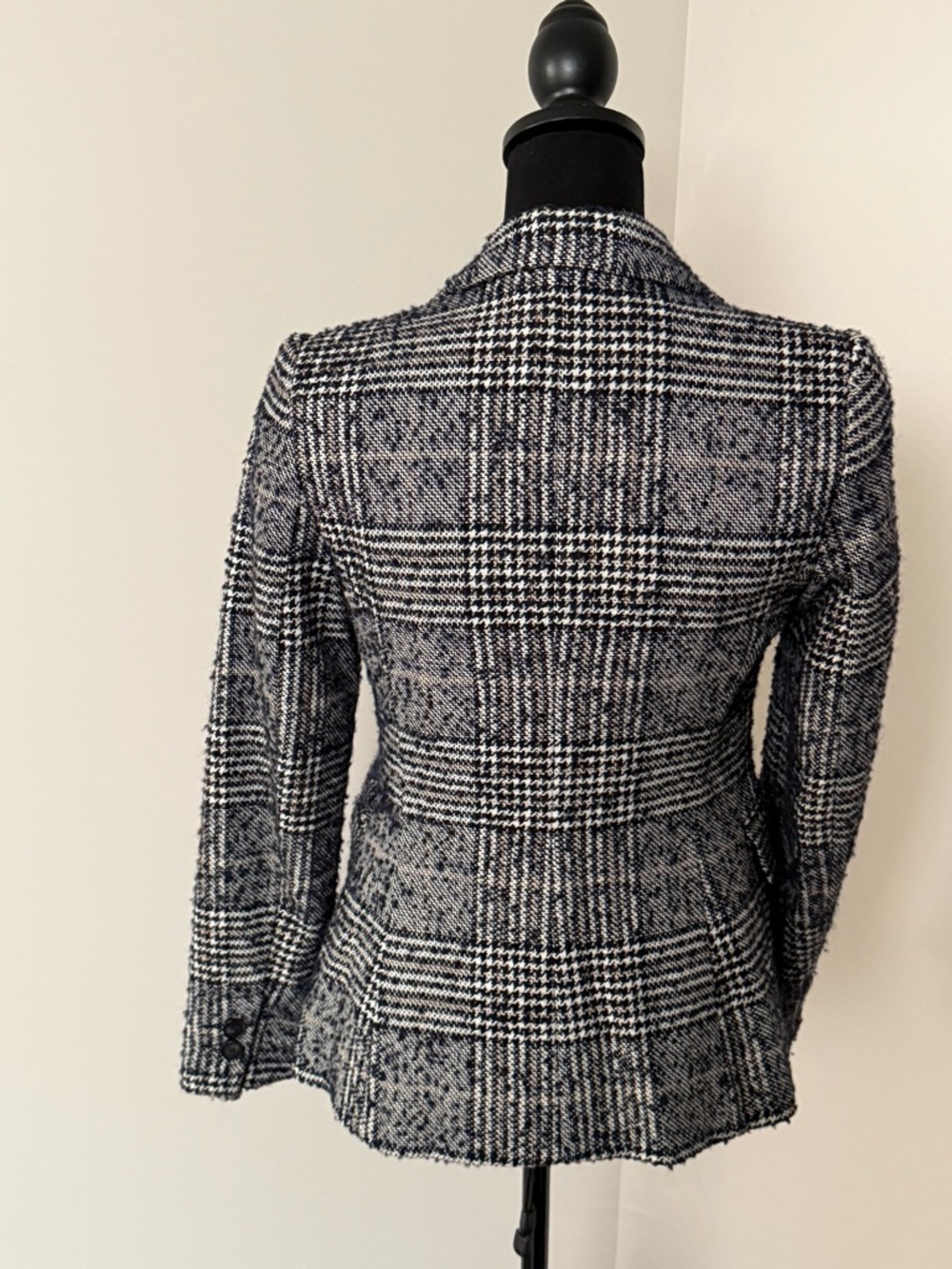 Zara Black and White Plaid Double-Breasted Blazer - Picture 5 of 8